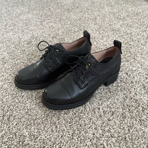 Cole Haan Women's Camea Heritage Black Leather Block Heel Oxfords